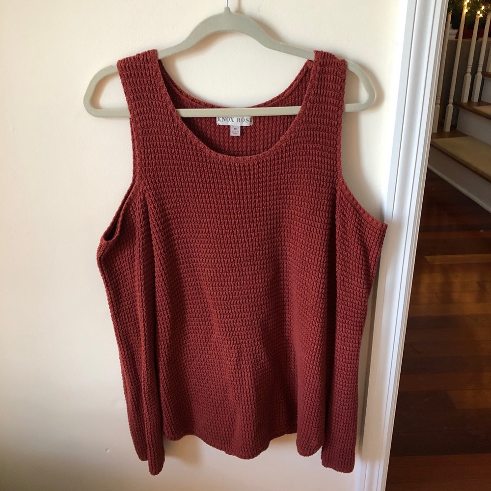 Cold Shoulder Orange Rustic Knox Rose Sweater